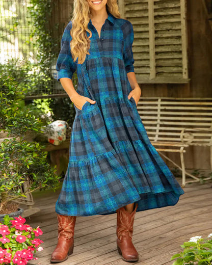 Classic Plaid Short Sleeve Dress