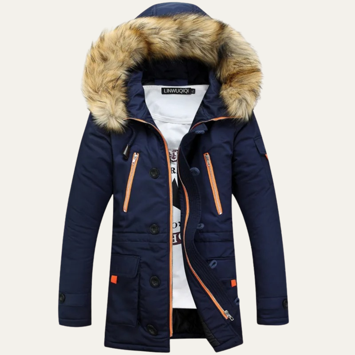 Men's Thick Winter Parka Jacket Fur Collar - VibreMode