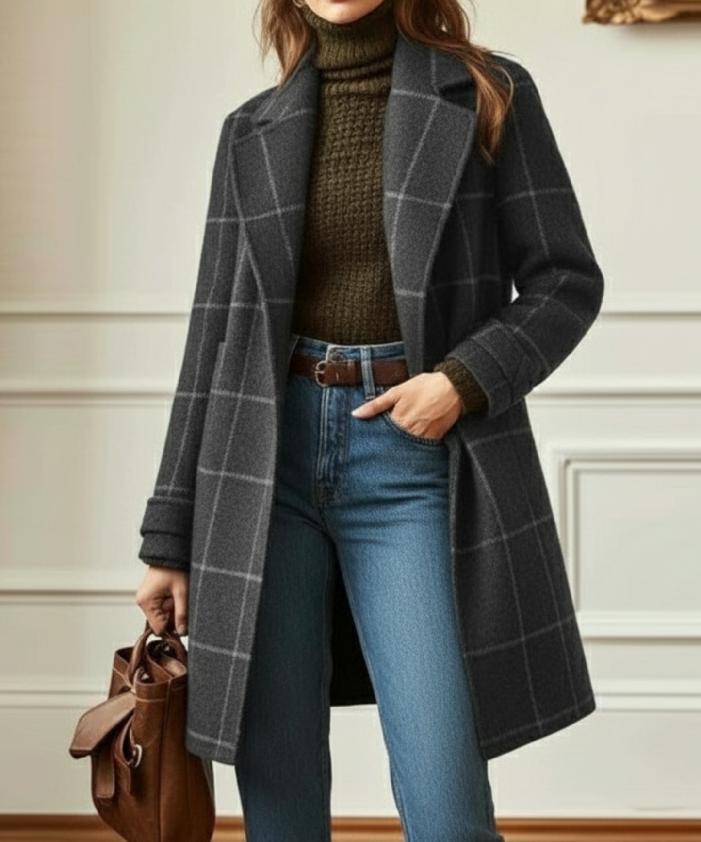 Classic Women's Checked Toggle Coat