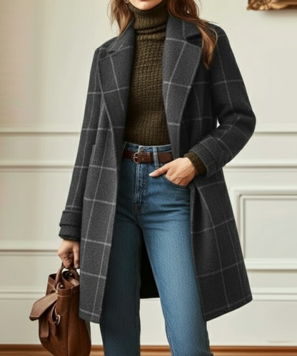 Classic Women's Checked Toggle Coat