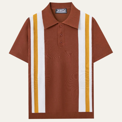 Men's Retro Striped Polo Shirt Cotton Casual - VibreMode