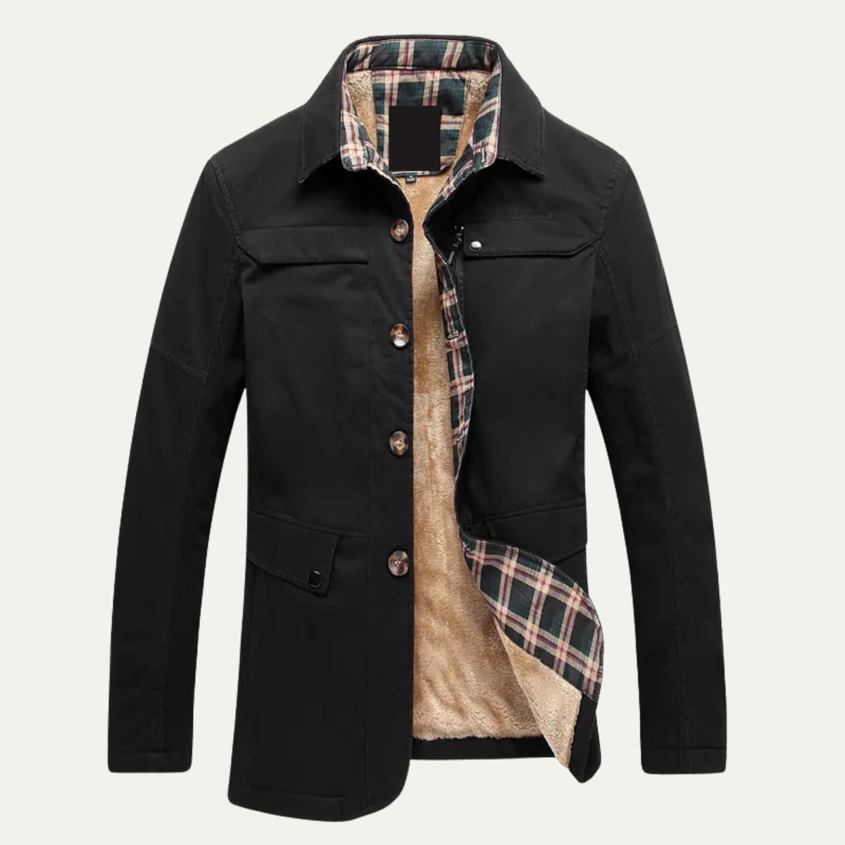 Men's Fleece Lined Jacket Warm Plaid Lining