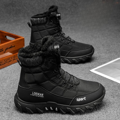 Men's Insulated Snow Boots Plush Lined Waterproof Black