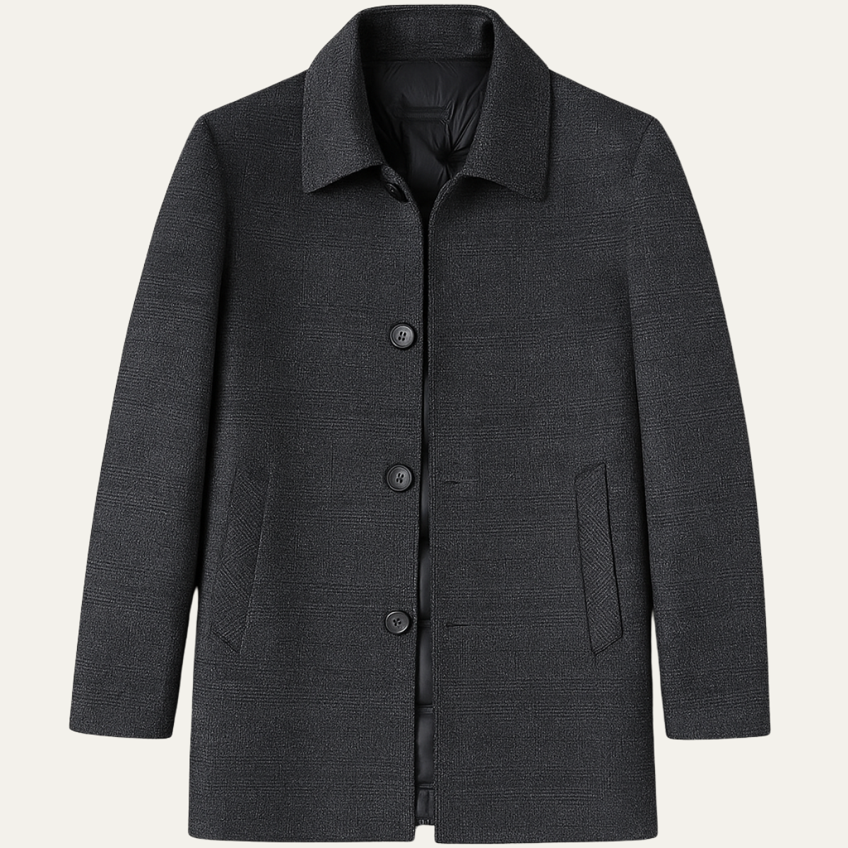 Men's Wool Trench Coat Mid Length Plaid - VibreMode