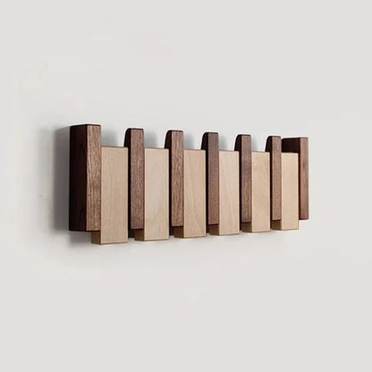 Wooden Wall Coat Rack With Folding Hooks - VibreMode