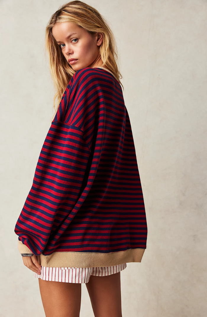 Women's Lightweight Striped Crew Neck Sweater