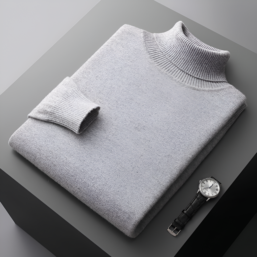 Men's Fine Wool Turtleneck Sweater - VibreMode