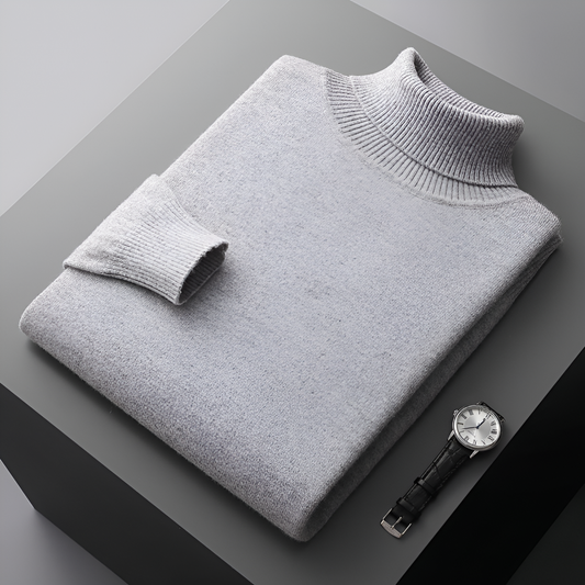Men's Fine Wool Turtleneck Sweater - VibreMode
