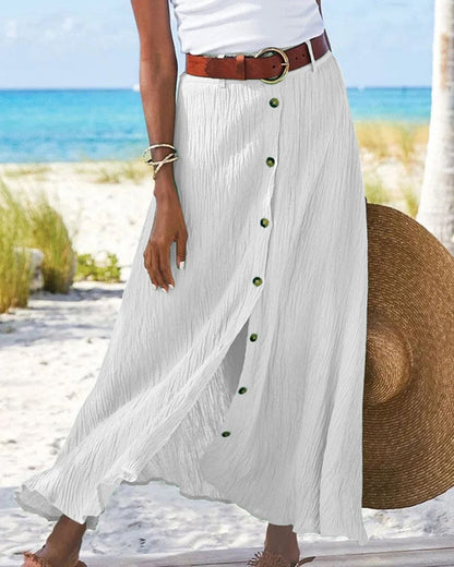Women's Long Monochrome Skirt All-Day Comfort