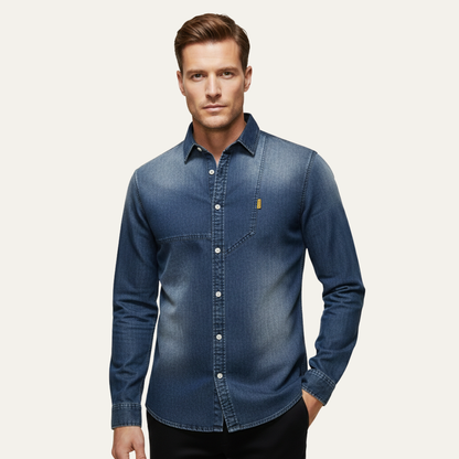 Mens Slim Fit Denim Cowboy Shirt
