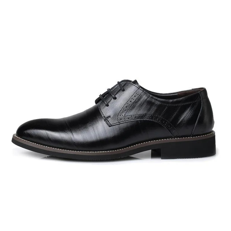 Men's Vegan Leather Oxford Shoes Lace-Up Black - VibreMode