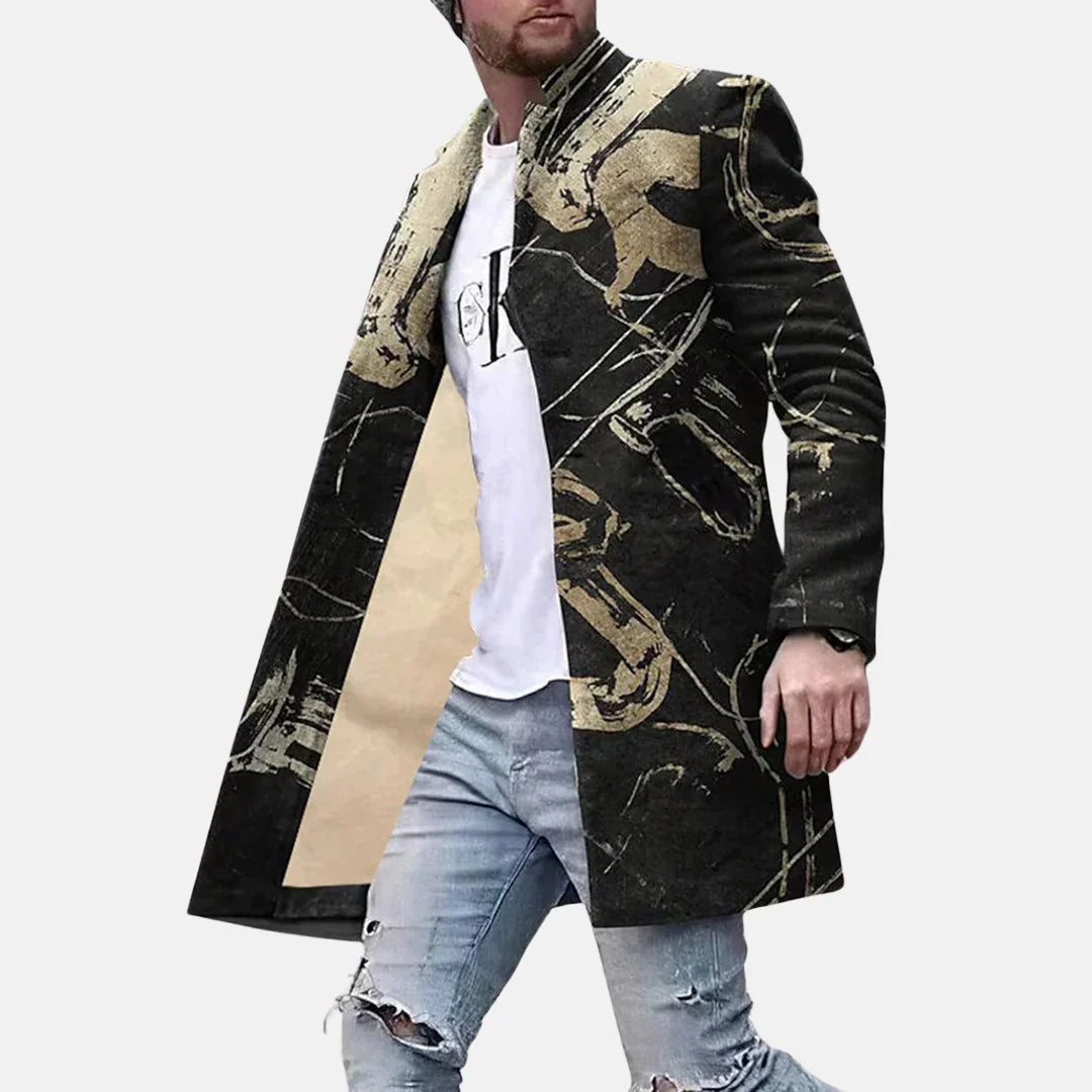 Men's Casual Adjustable Jacket Street Print Coat