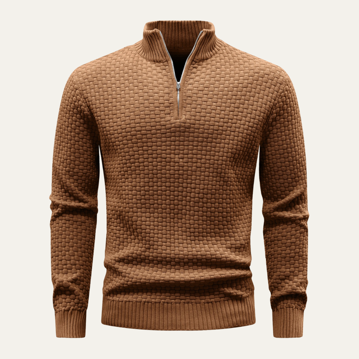 Men's Textured Quarter Zip Knit Sweater - VibreMode
