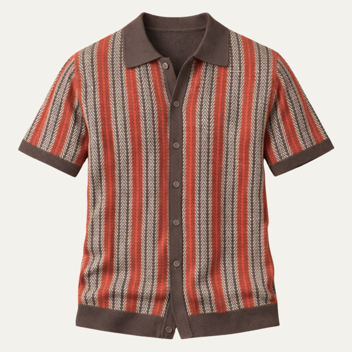 Men's Striped Polo Shirt Lightweight Knit - VibreMode