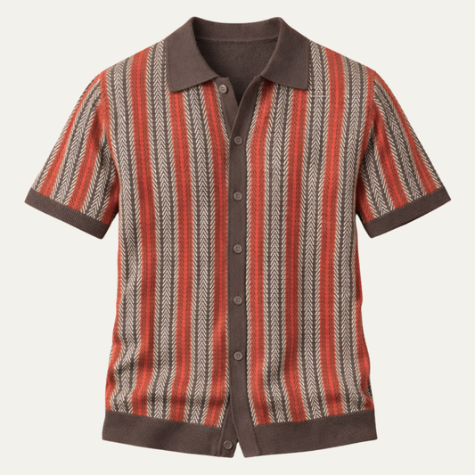 Men's Striped Polo Shirt Lightweight Knit - VibreMode