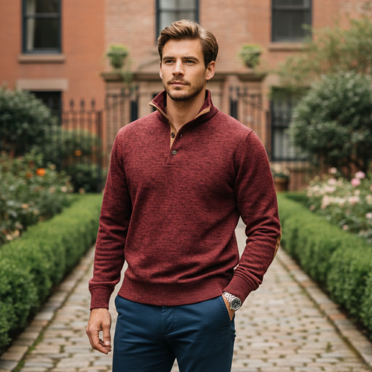 Men's Knitted Sweater Elbow Patches Heritage