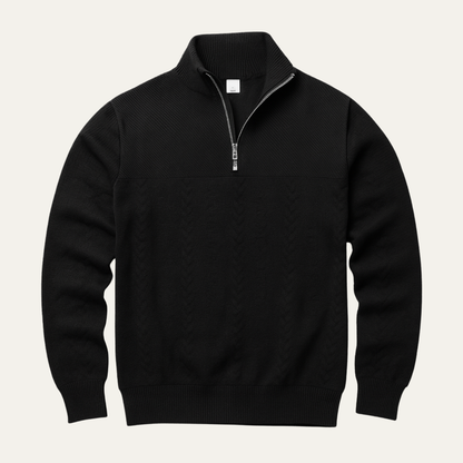 Men's Knit Half Zip Sweater Jacquard Pattern Winter - VibreMode