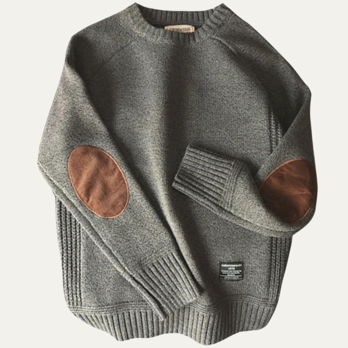 Porta Romana Men's Crew Neck Knitted Sweater Elbow Patches