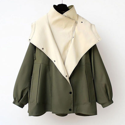Chic Off-Center Colorblock Jacket