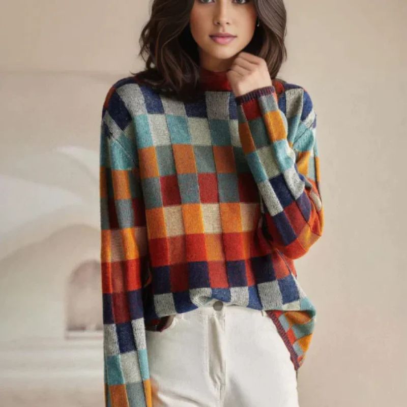 Classic Plaid Wool Crew Sweater