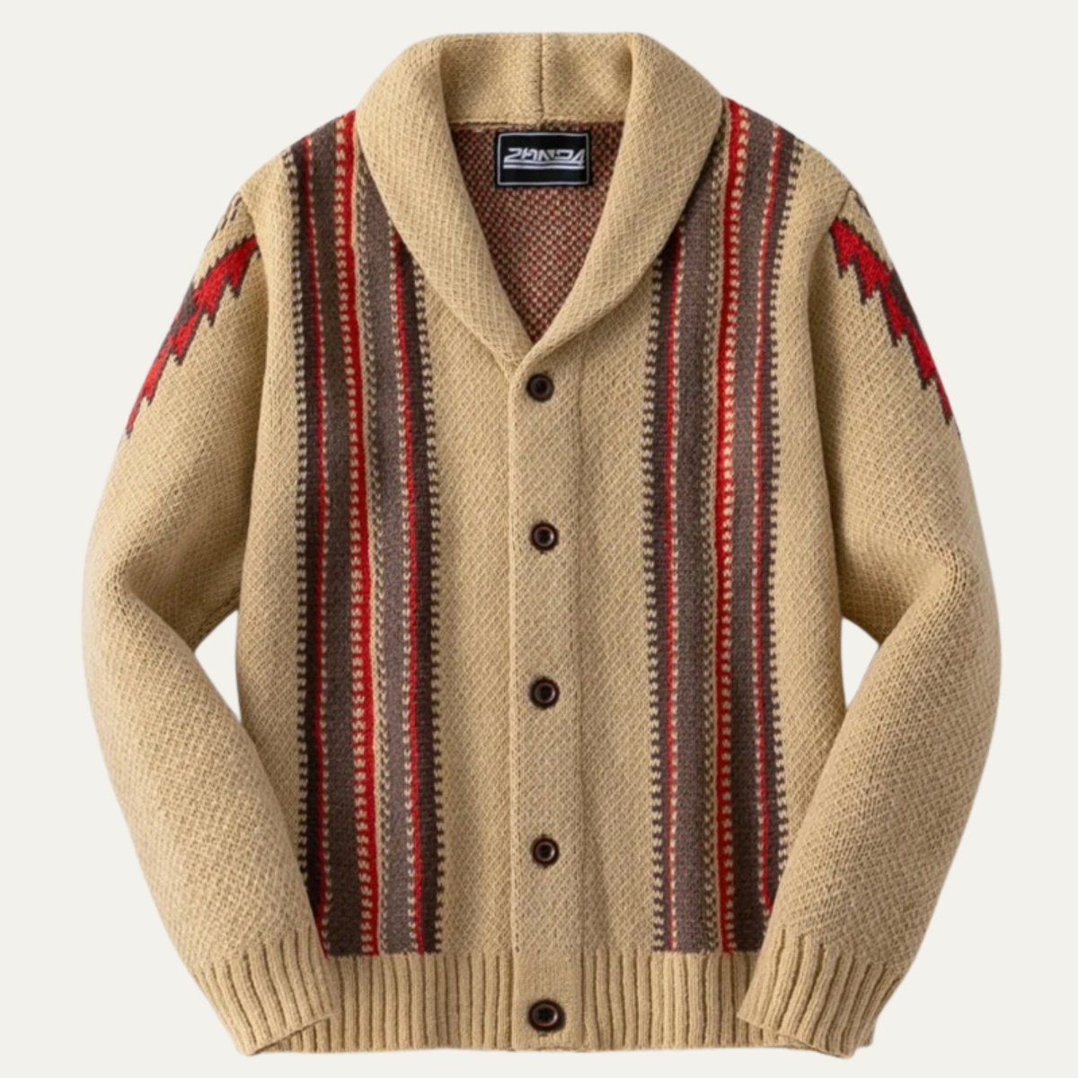 Men's Striped Knit Cardigan Shawl Collar Retro Style - VibreMode