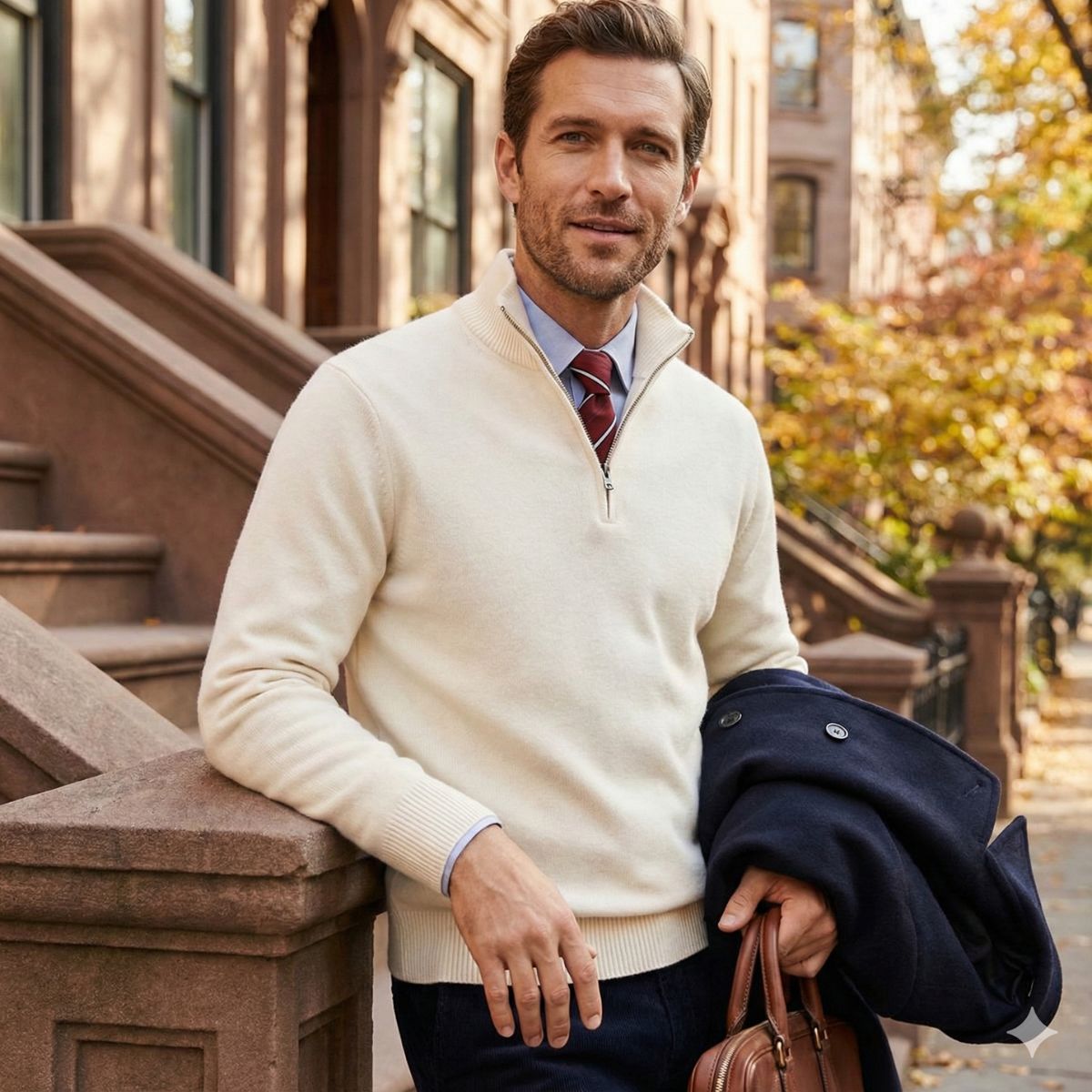 Bronx Men's Modern Quarter Zip Sweater