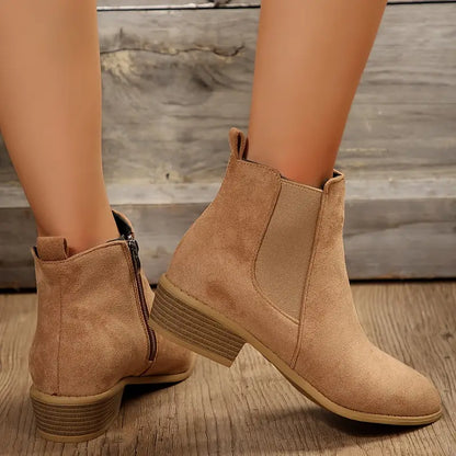 Women's Low Heel Side Zip Boots