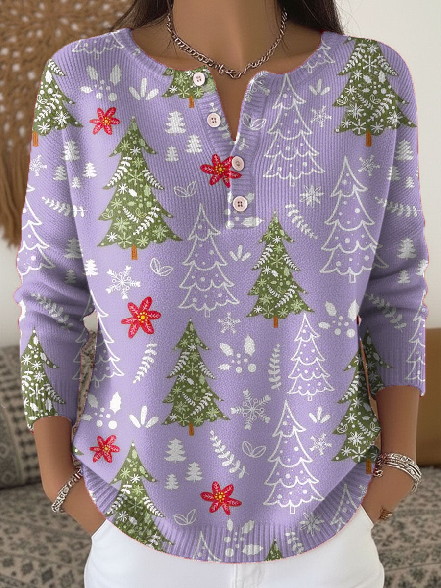 Festive Holiday Sweater with Buttons