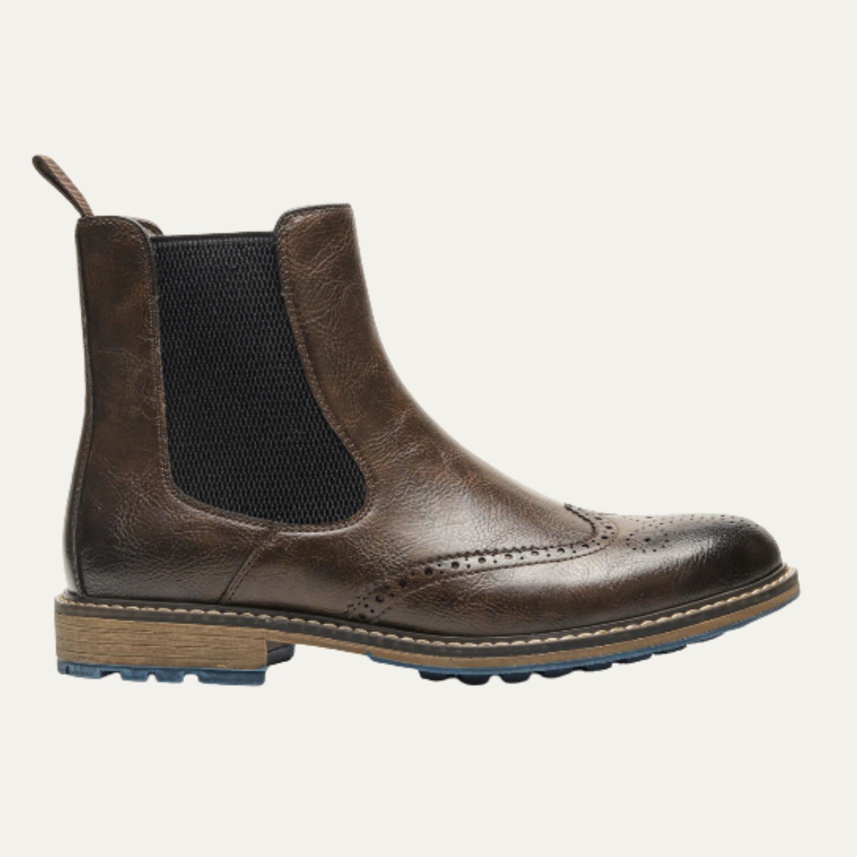 Monopoli Men's Chelsea Boots Leather Brogue Black - VibreMode