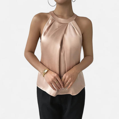 Kimberly | Women's Chic Ruffled Satin Tank Tops