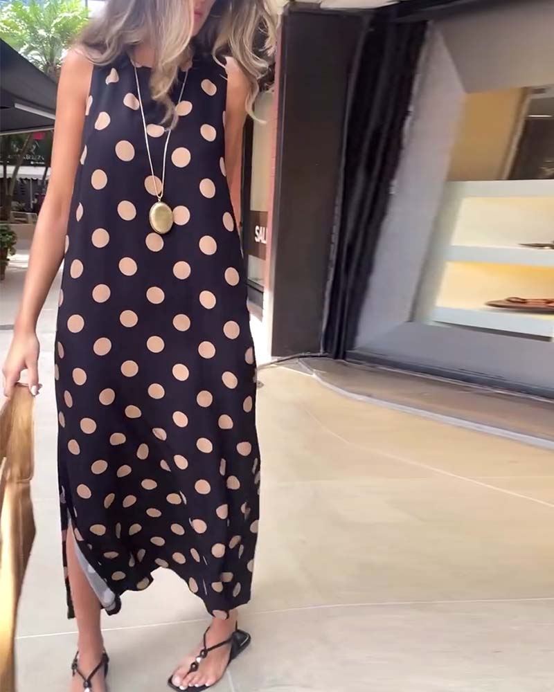 Summer Spotted Backless Long Dress