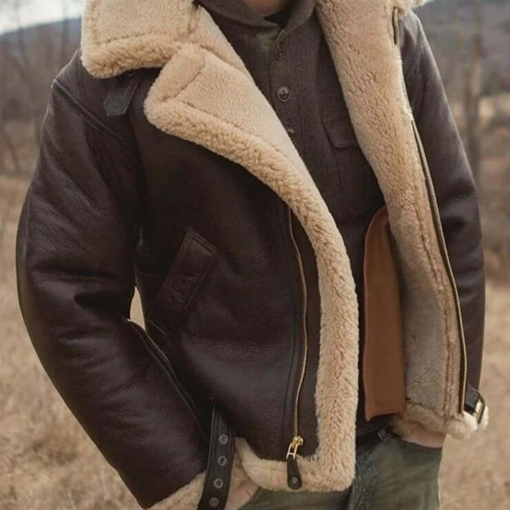 Sheepskin Flying Jacket Shearling Brown - VibreMode