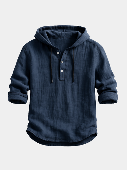 Men's Button Neck Hoodie Pullover - VibreMode