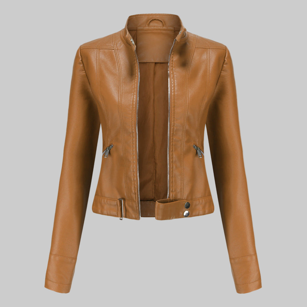 Women's Leather Jacket Elegant Outerwear