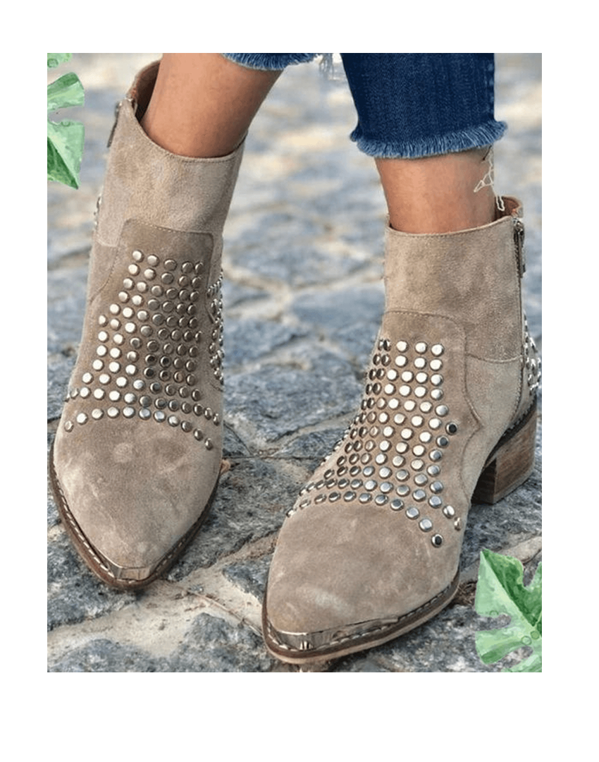 Women's Block Heel Boots Stud Detail