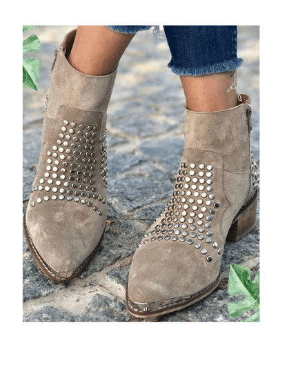 Women's Block Heel Boots Stud Detail
