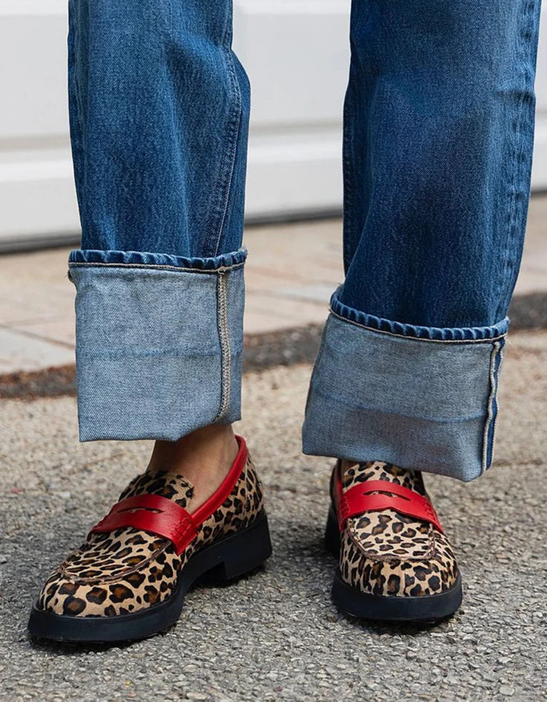Women's Platform Loafers Patterned Strap - VibreMode