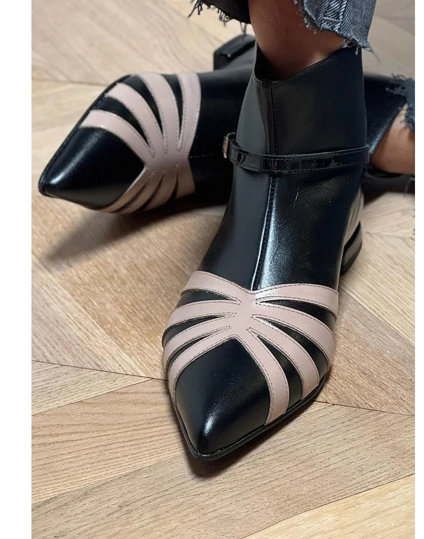 Sharp Pointy Block Heel Ankle Boot - VibreMode
