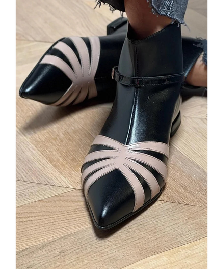 Sharp Pointy Block Heel Ankle Boot - VibreMode