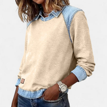 Women's Long Sleeve Sweater Layered Collar