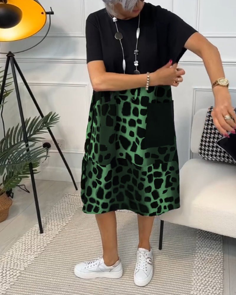 Comfortable Floral Midi Dress with Pockets