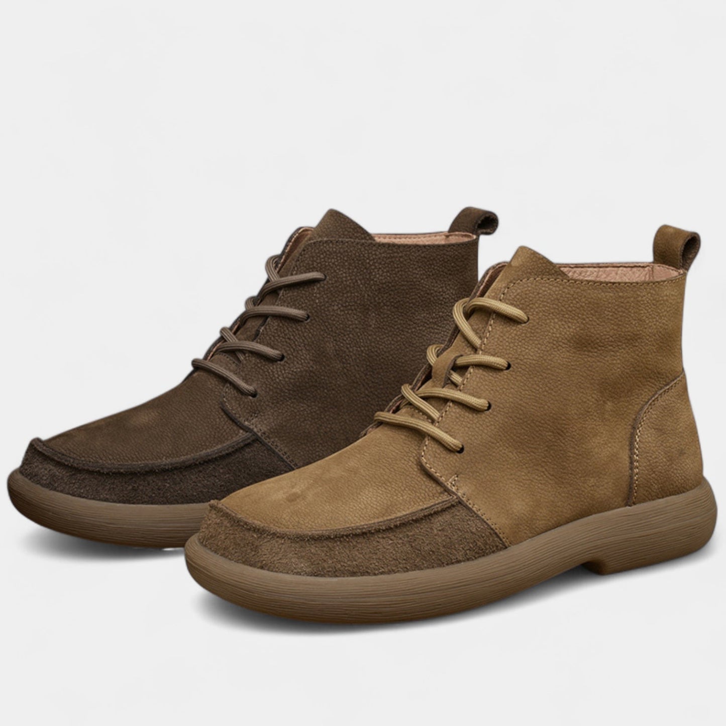 Men's Real Leather Comfort Ankle Boots Wide Fit Lace Up Shoes