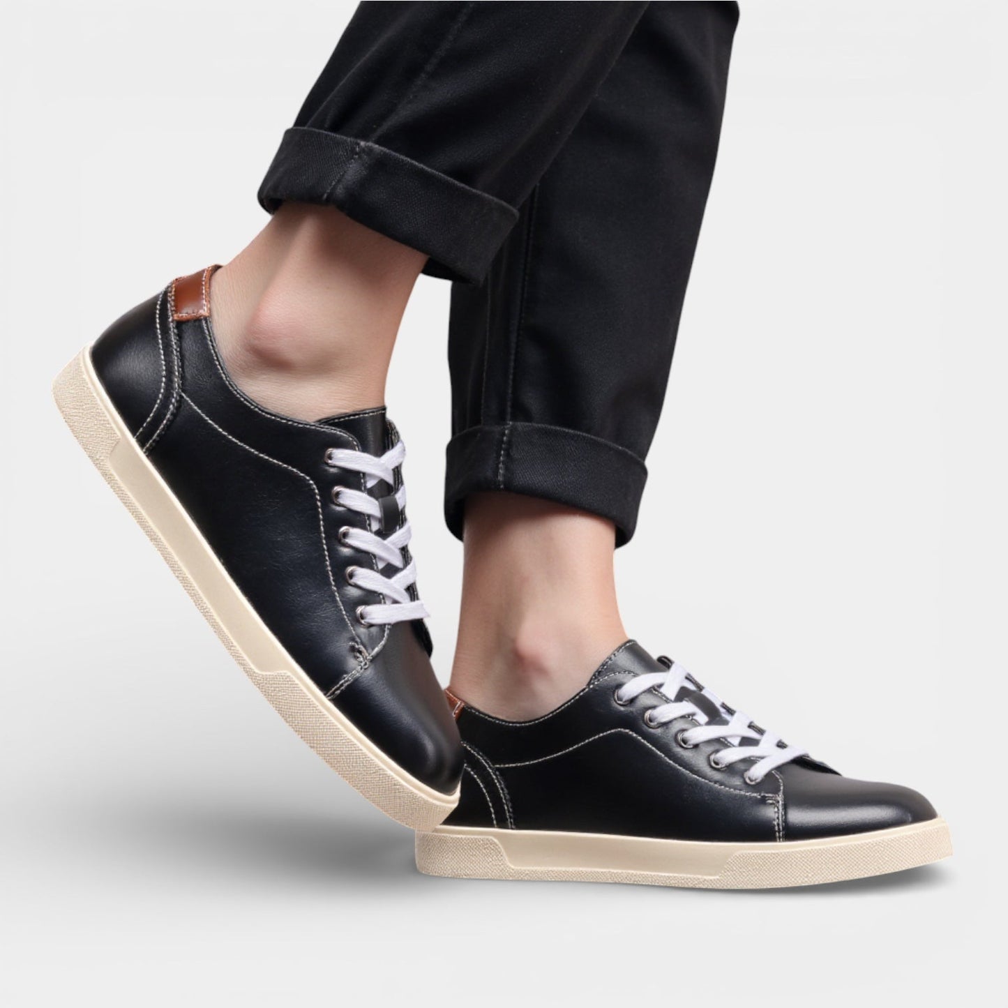 Men's Synthetic Leather Casual Sneakers Low Top Shoes