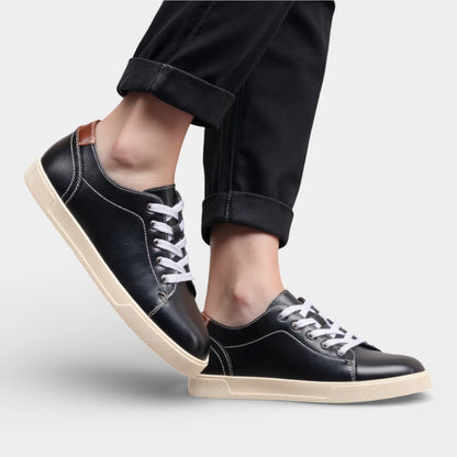 Men's Synthetic Leather Casual Sneakers Low Top Shoes