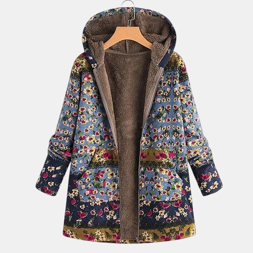 Women's Floral Hooded Coat - VibreMode