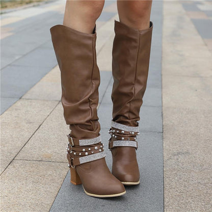 Women's Slouchy Block Heel Knee-High Boots