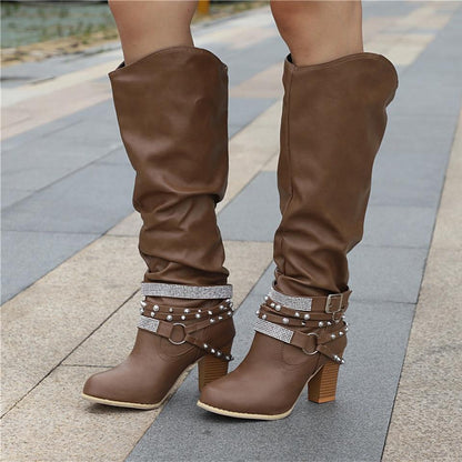 Women's Mid-Calf Boots Buckle Closure