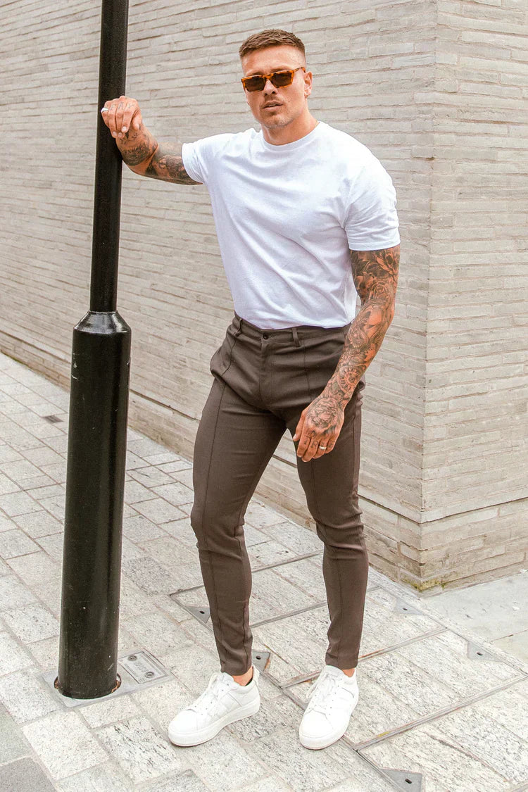 Men's Slim Fit Trousers Formal Black