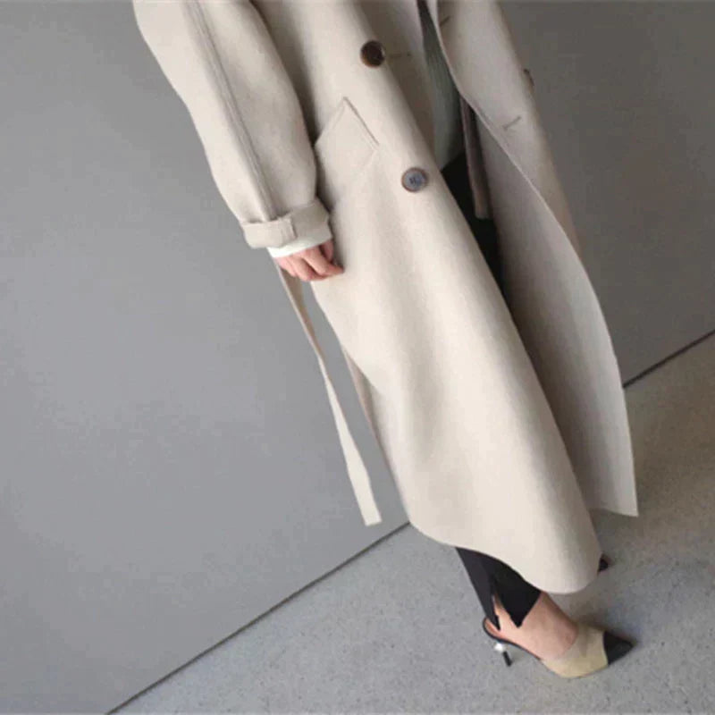 Women's Long Trench Coat Luxurious Fabric