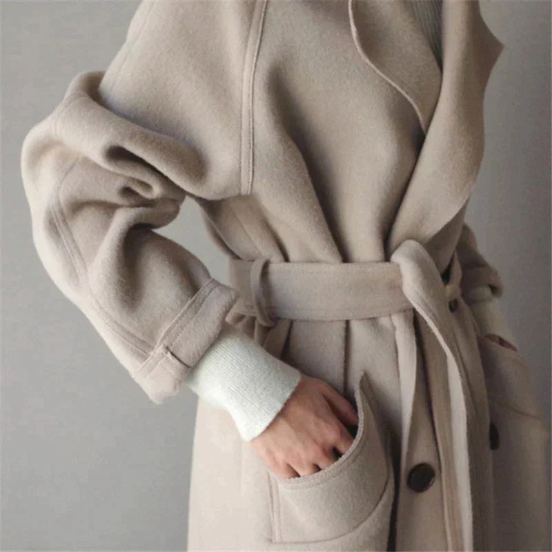 Women's Long Trench Coat Luxurious Fabric